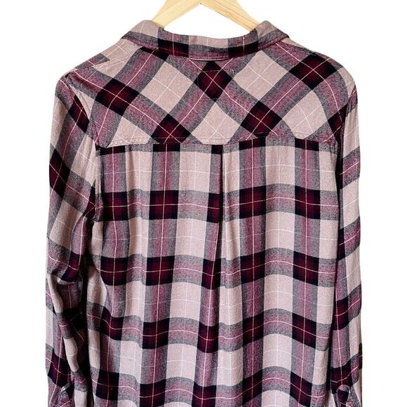 RAILS Plaid Flannel Button Down Red Cream Burgundy Cotton Long Sleeves Small EUC - Picture 7 of 8